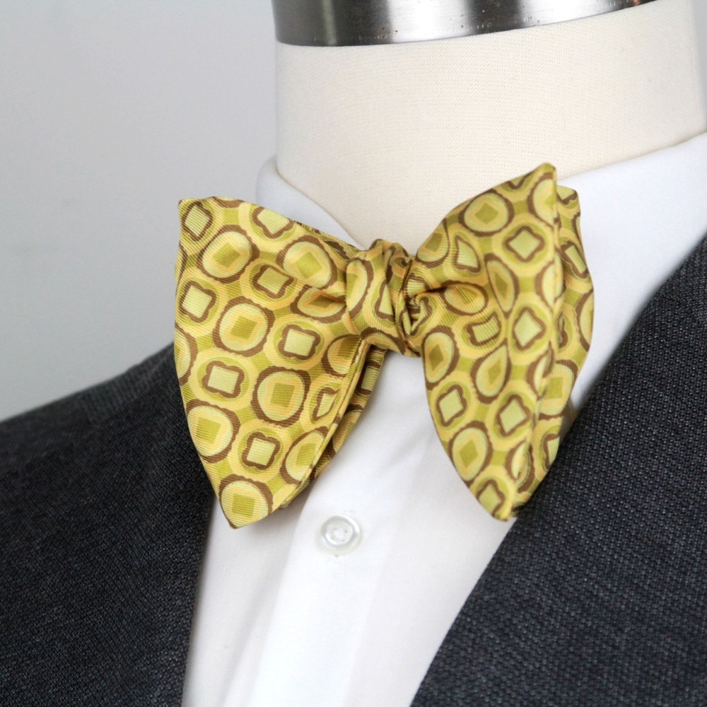 CAMELLUCCI Men's Self-tied‎ Bow Tie Big Butterfly 100%silk S723 Yellow Ornament